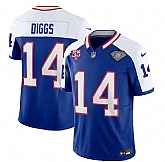 Men & Women & Youth Buffalo Bills #14 Stefon Diggs Blue White 2023 F.U.S.E. 75th Anniversary Throwback Vapor Untouchable Limited Football Stitched Jersey,baseball caps,new era cap wholesale,wholesale hats